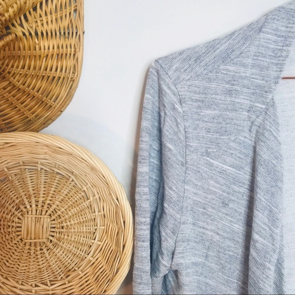 open drape Gray heathered Cotton Cardigan - Picture 3 of 6